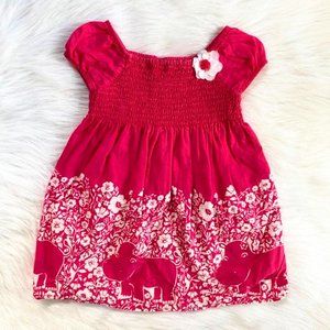 Gymboree Girls Pink Smocked Hippo Dress 12/18M